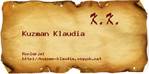 Kuzman Klaudia névjegykártya